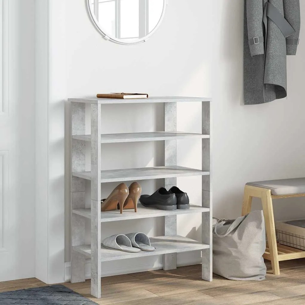 betonszürke szerelt fa cipőtartó 61x32x87,5 cm