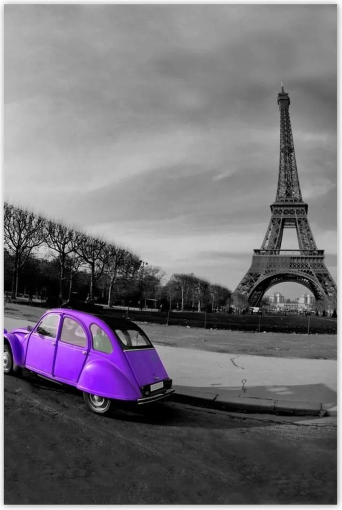 Poszterek 80x120 Lila autó Párizsban