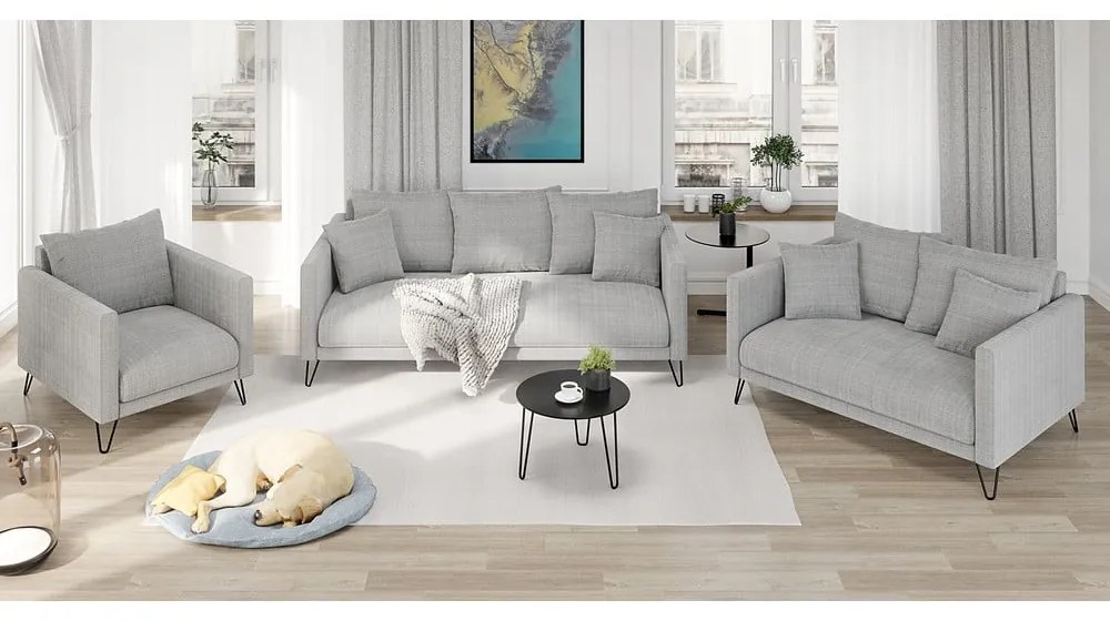 Világosszürke zsenília kanapé 140 cm Freya – Ropez