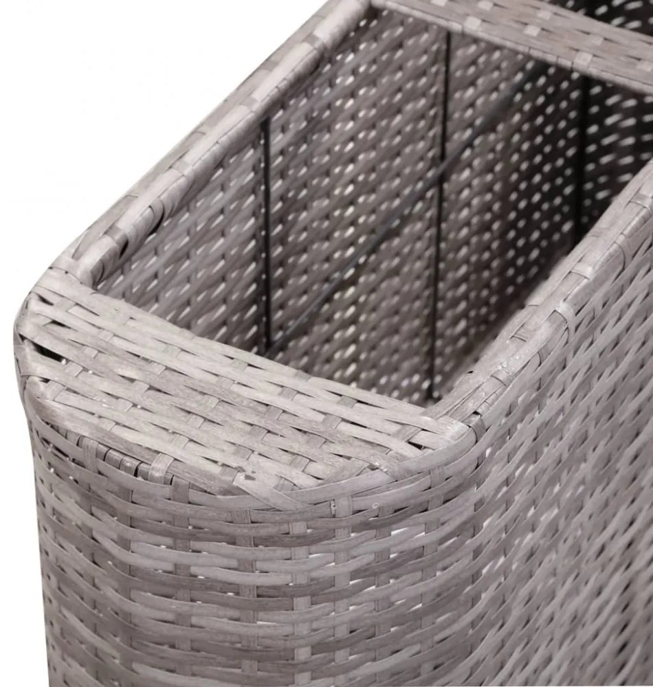 Szürke polyrattan virágtartó 80 x 25 x 40 cm