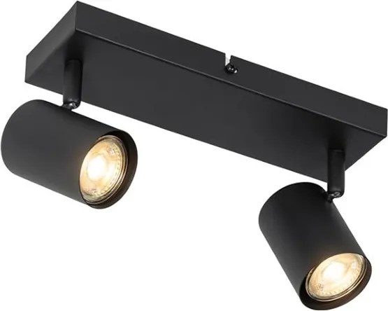 Modern mennyezeti lámpa fekete 2-lámpás állítható téglalap alakú - Jeana