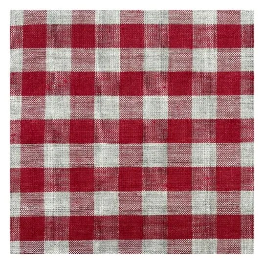 Piros len kerek karácsonyfatalp takaró ø 125 cm Red Gingham – Linen Tales