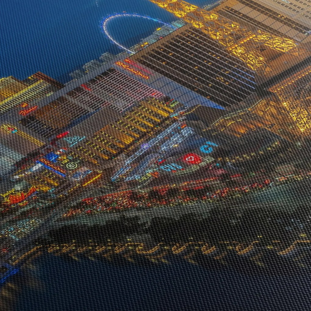 Éjszakai Las Vegas-i kép (órával) (90x30 cm)