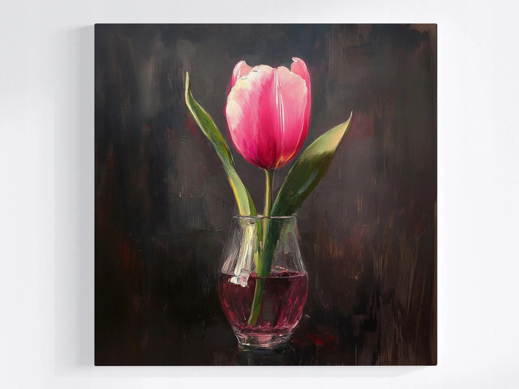 Vászonkép Canvas Olaj Dekoráció Természet Virág Rózsaszín Tulipán 80x80
