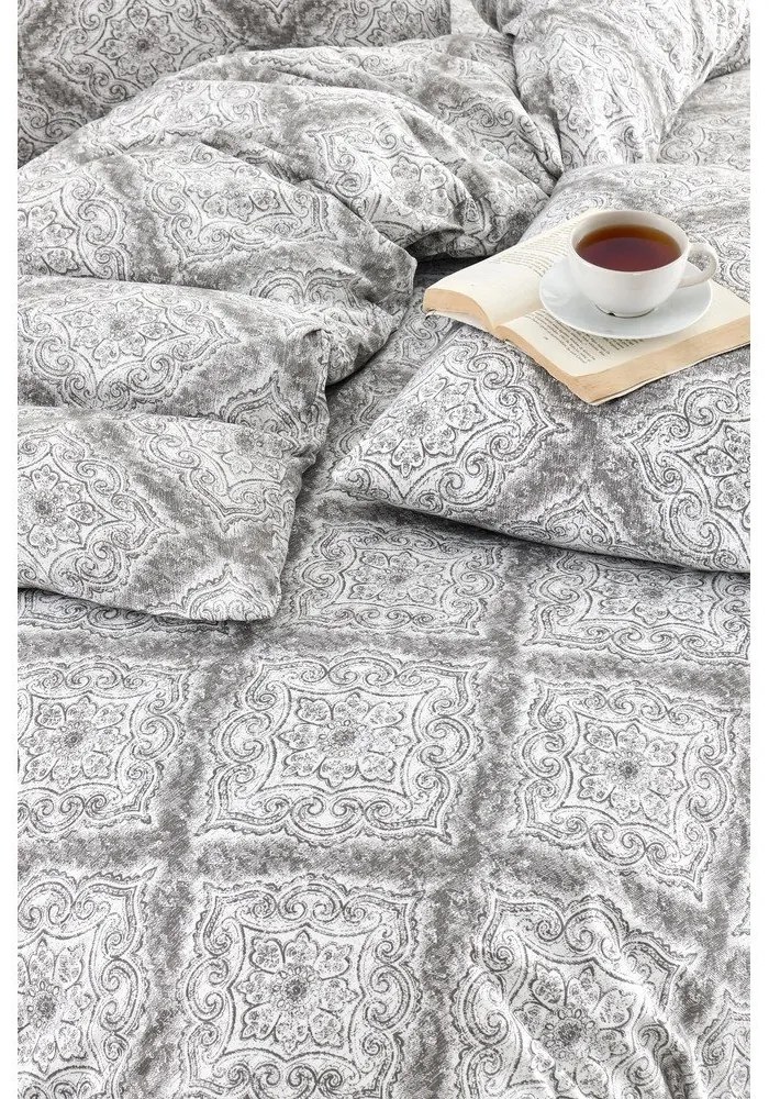 Szürke négyrészes kétszemélyes hosszabbított ágyneműhuzat lepedővel 200x220 cm Geometric – Mila Home