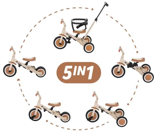 PETITE&MARS - Gyermek tricikli 5in1 TURBO Desert Sand
