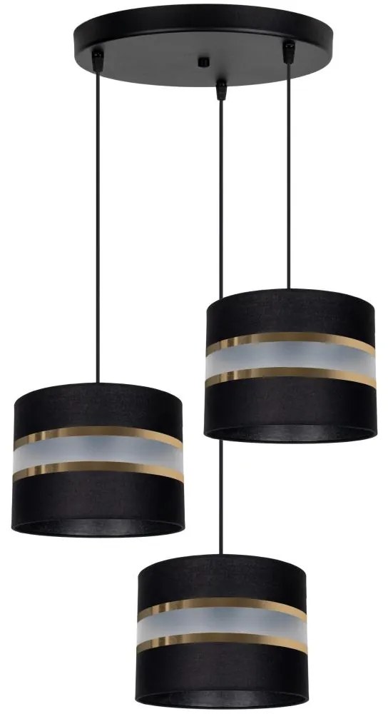 Csillár zsinóron CORAL 3xE27/60W/230V fekete