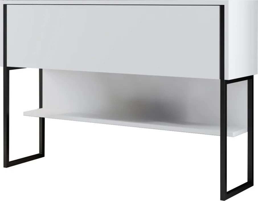 Komód, fekete-fehér, 120 cm