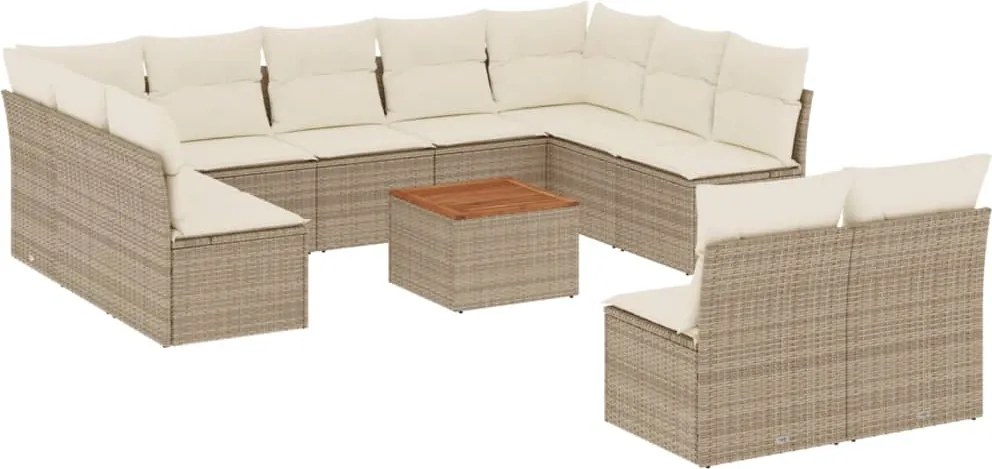 vidaXL 12 részes bézs polyrattan kerti ülőgarnitúra párnákkal