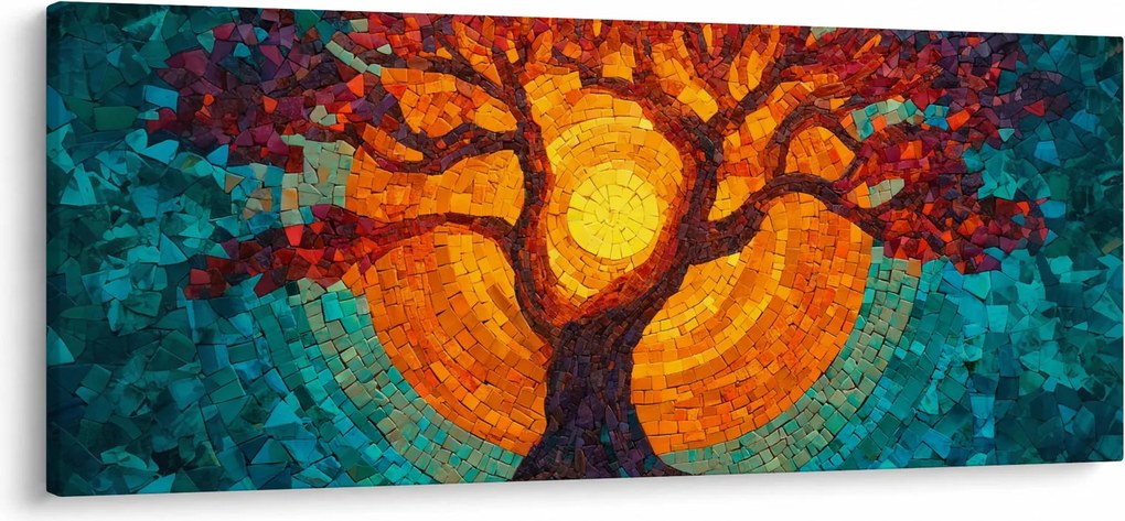 Kép - Az élet fája és a nap mozaikban (120x50 cm)