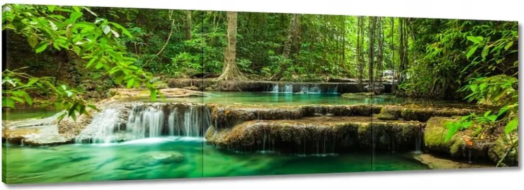 Vászonkép 60x20 Erawan vízesés Thaiföld
