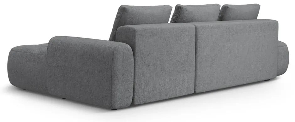 Szürke kinyitható-tárolóhelyes sarokkanapé (jobb oldali-heverő résszel) Linz – Cosmopolitan Design