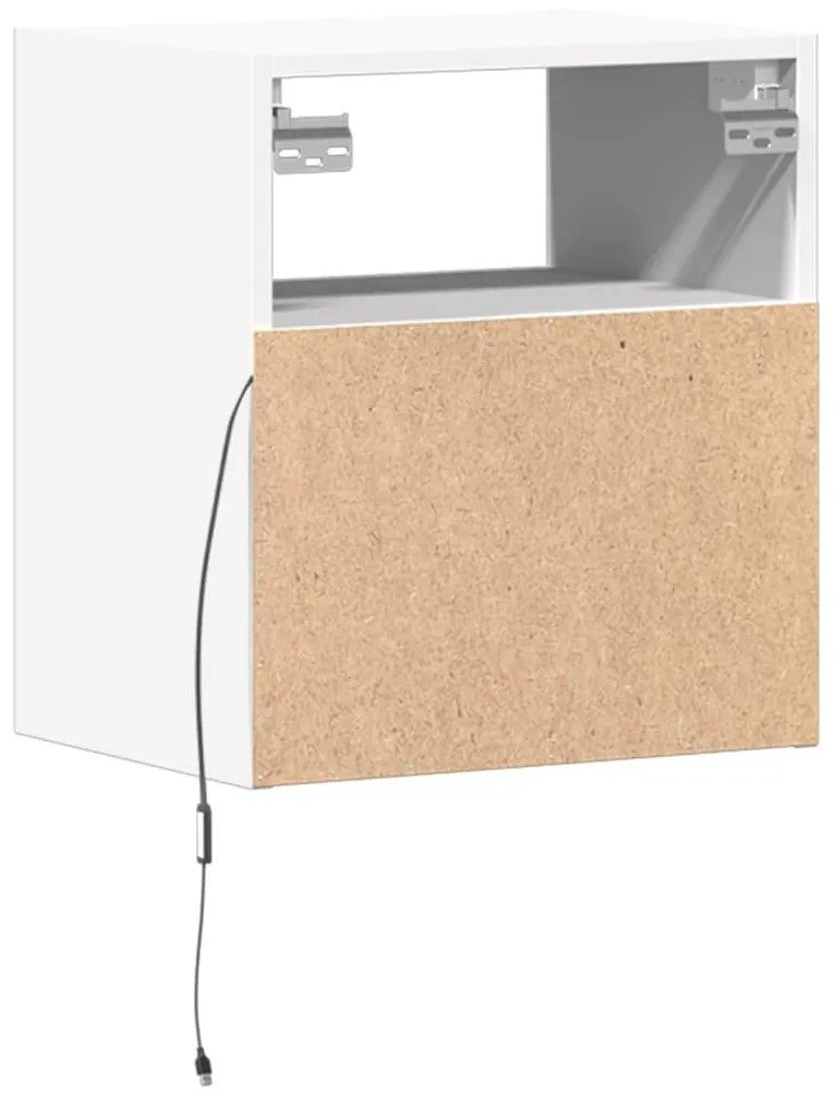 2 db fehér falra szerelhető TV-szekrény LED-del 41 x 31 x 45 cm
