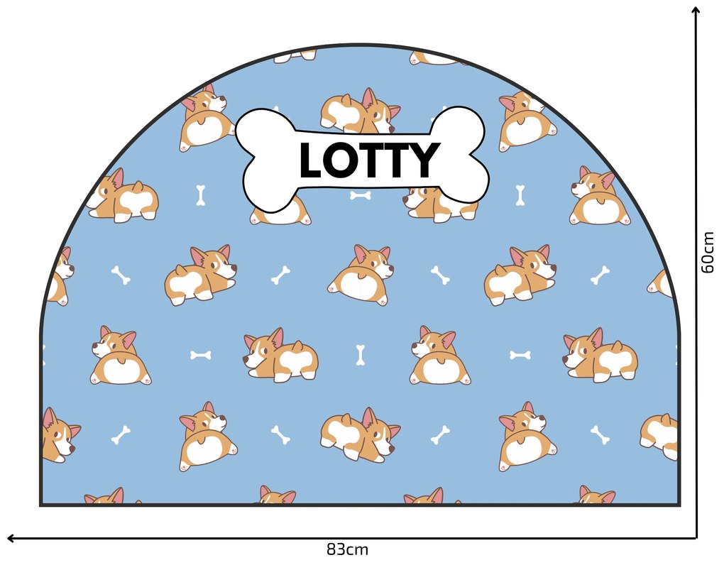 PIPPER. Védő textil falmatrica – Ív – Corgi Méret: 83x60cm, Indíték: névvel