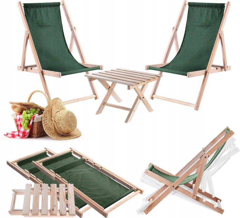 Fa Kerti Napozóágy Összecsukható Napozóágy 2db Asztal Lengyel Gyártó