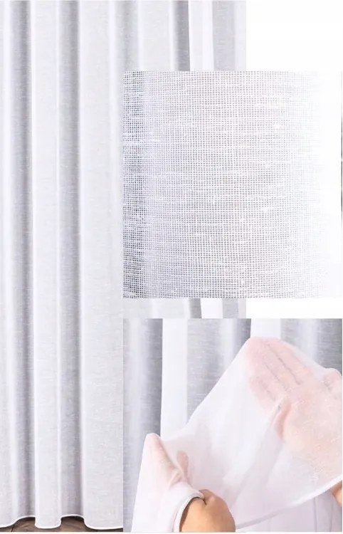 Függöny Fehér Matt Érdekes Szerkezet Függöny Divatos Wave szalaggal 150x270