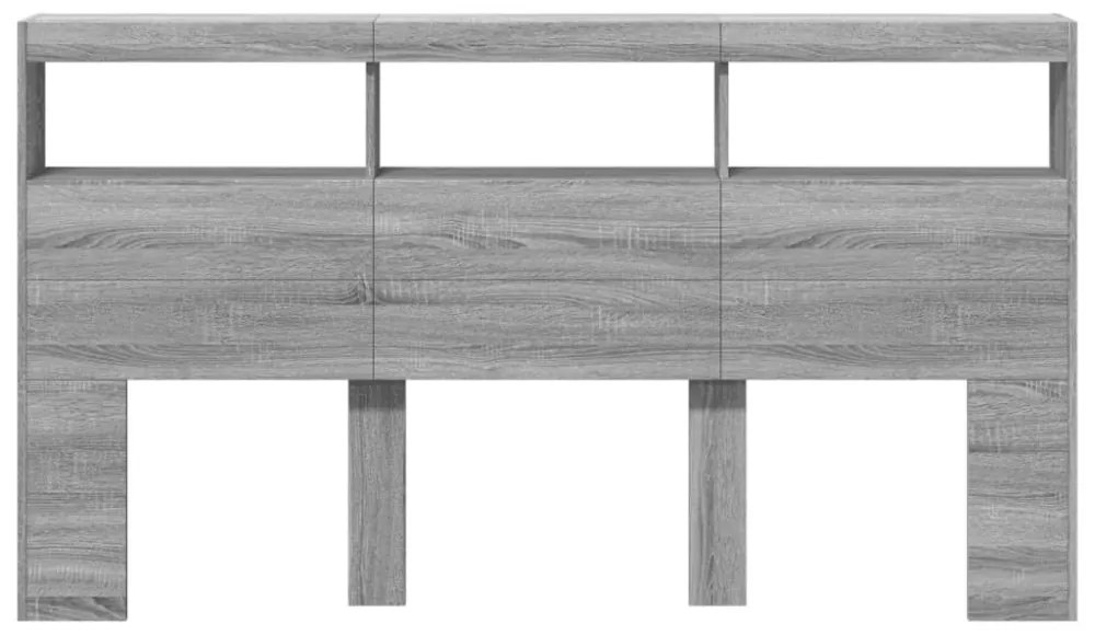szürke sonoma színű áthidalószekrény LED-ekkel 180 x 17 x 102cm