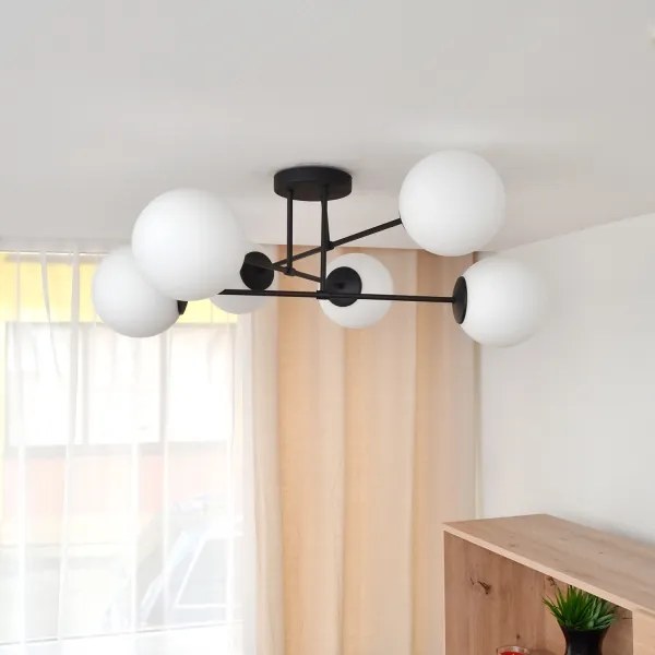 Felületre szerelhető csillár MOON 6xE27/15W/230V fekete