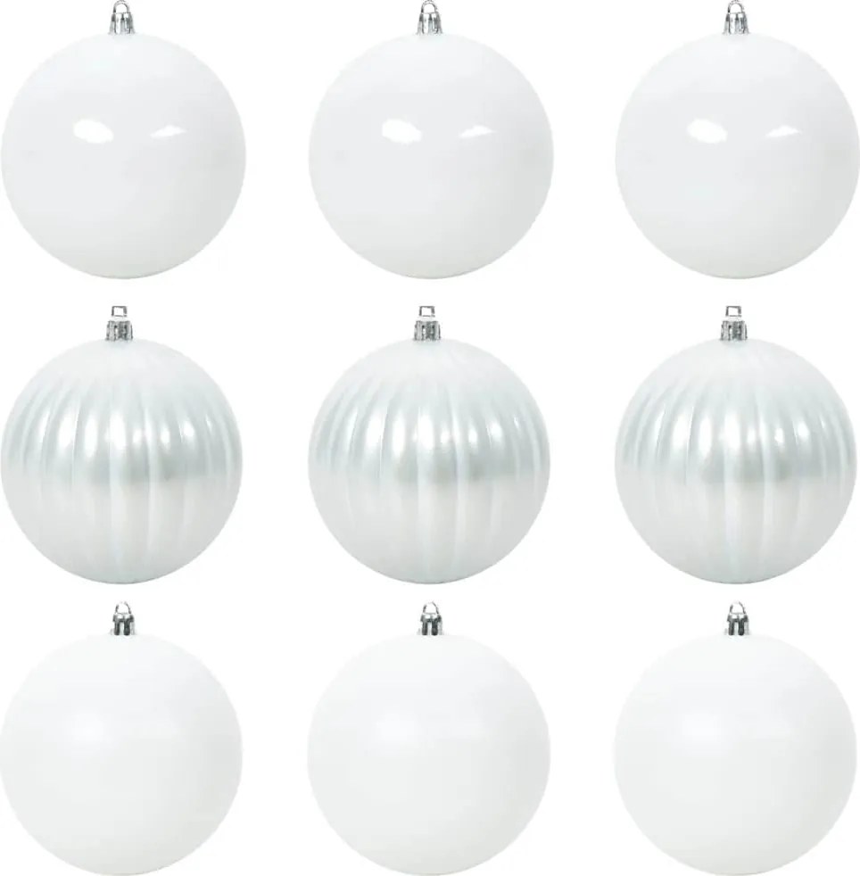 vidaXL Karácsonyi Díszgömb Készlet XL 9 pcs Fehér Műanyag