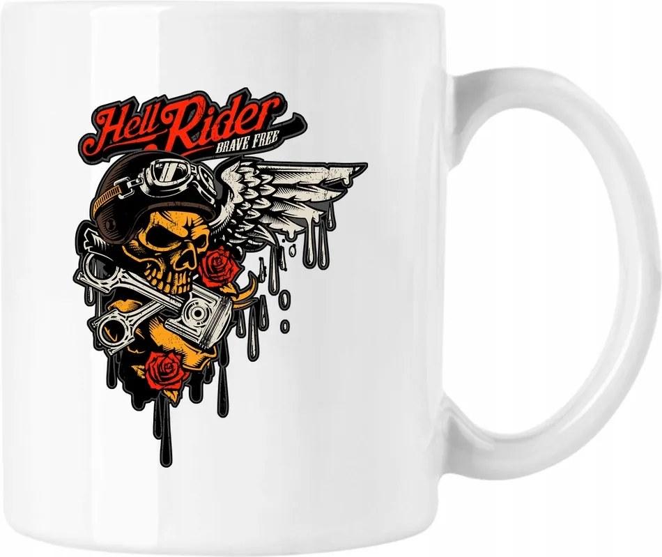 Hell rider Motoros bögre Fehér 330ml