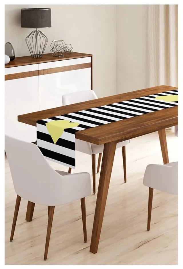 Stripes with Yellow Heart mikroszálas asztali futó, 45 x 140 cm - Minimalist Cushion Covers