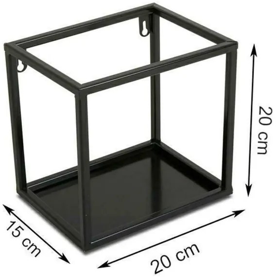 Fali polc 20x20 cm fekete, falra szerelhető