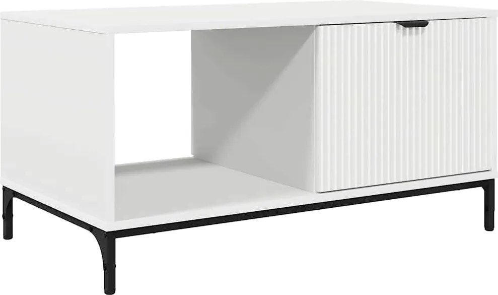 vidaXL Dohányzóasztal fiókkal Fehér 90 x 49 x 46 cm Faanyag