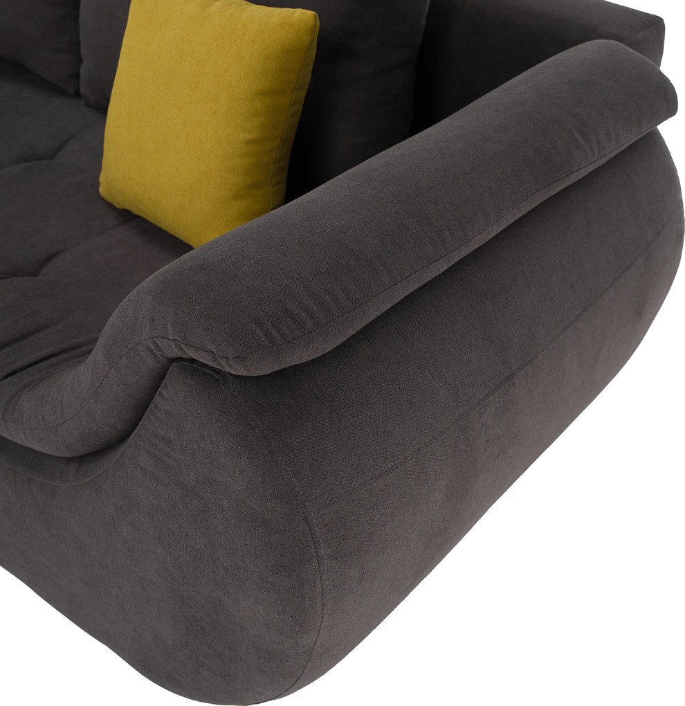 Ülőgarnitúra, szürkésbarna/sárga, szövet, balos, BRATO