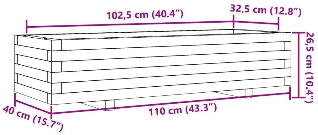 viaszbarna tömör fenyőfa kerti virágláda 110x40x26,5 cm