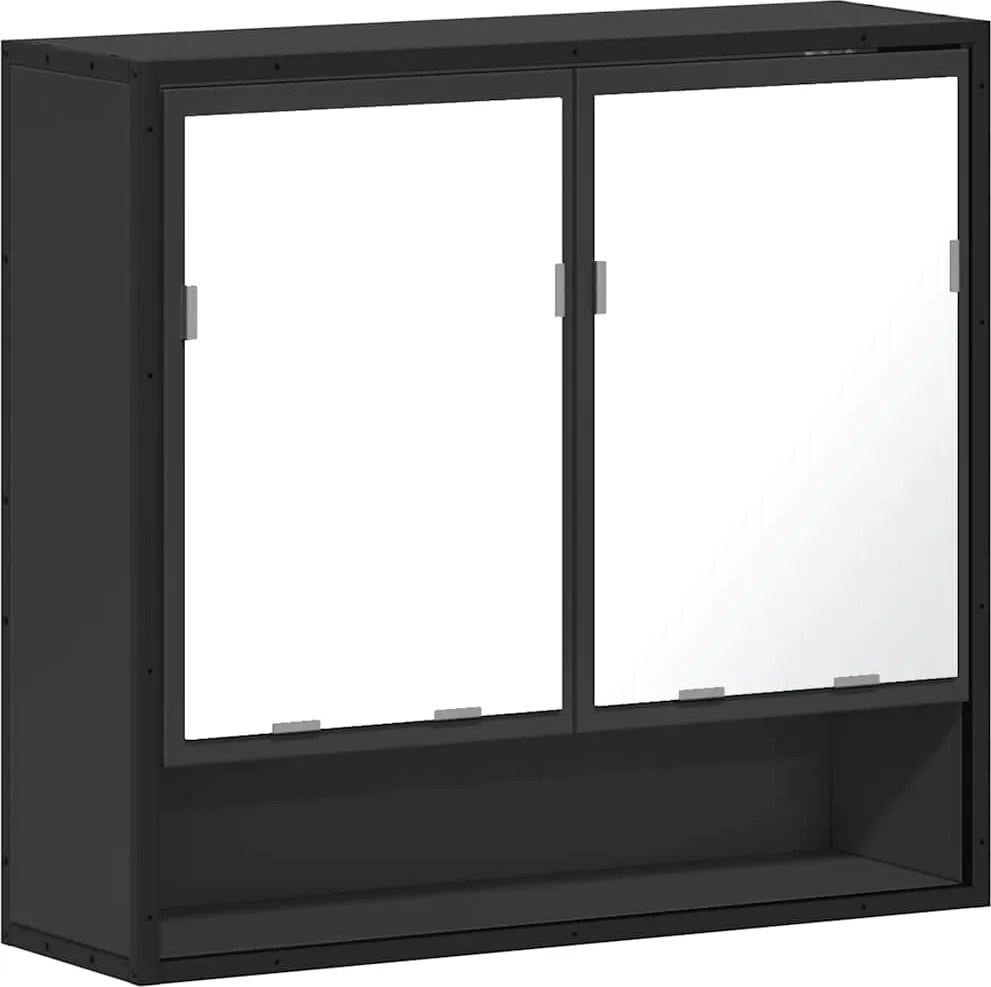 vidaXL fekete szerelt fa fürdőszobai tükör 65x20x60 cm