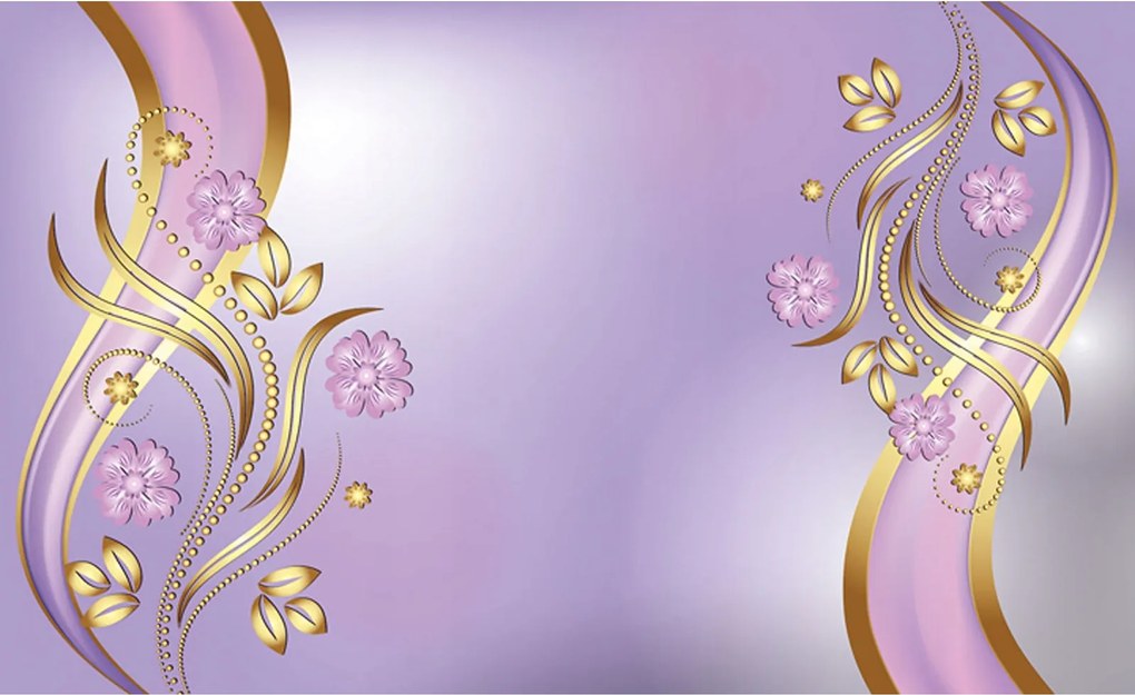 Flizelin fotótapéta Liliomok arany díszek elegáns design 416x254 +ragasztó