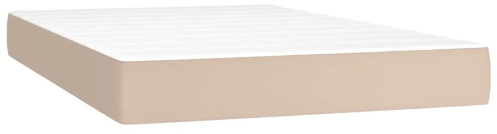 cappuccino színű műbőr rugós ágy matraccal és LED-del 120x200cm