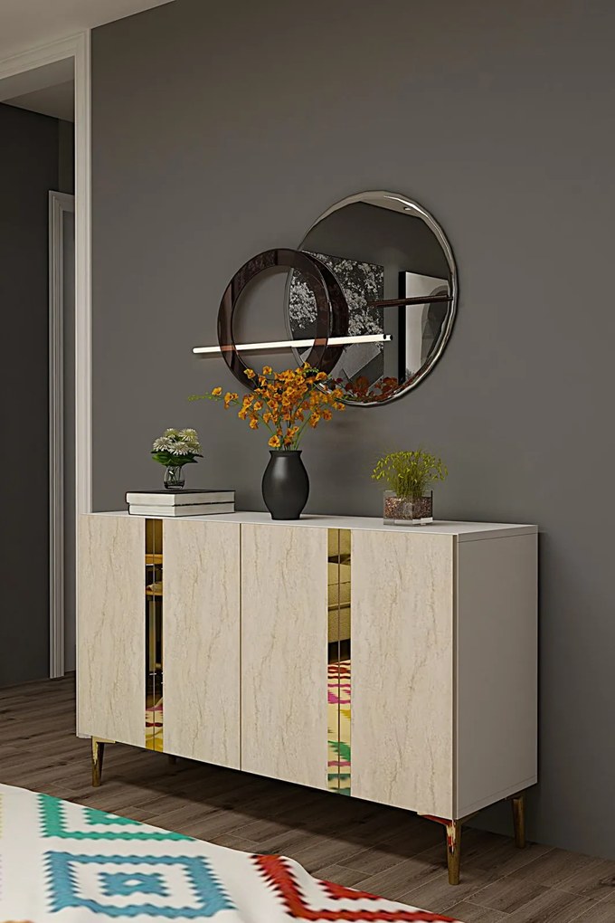 Anka 120 - White, Travertine, Gold