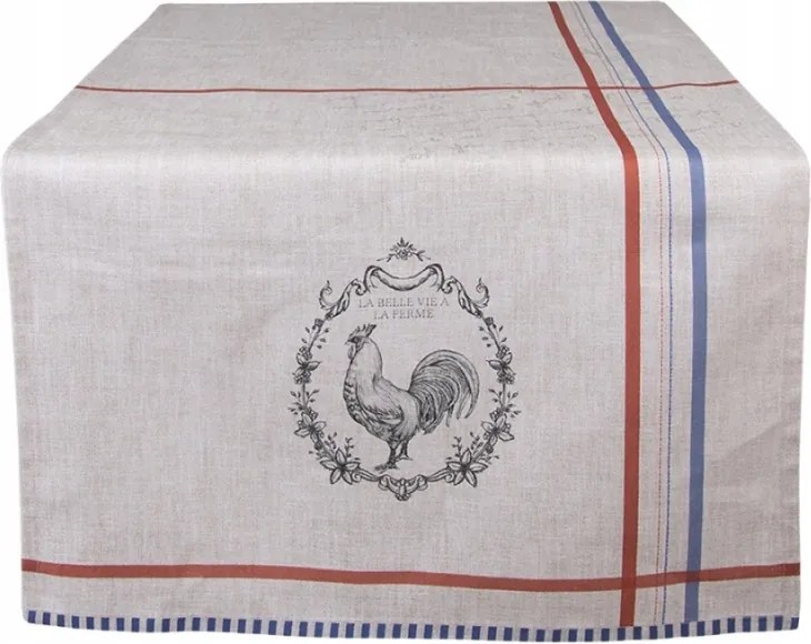 Bézs pamut futófelület kakassal Devine French Roster 50x140 cm