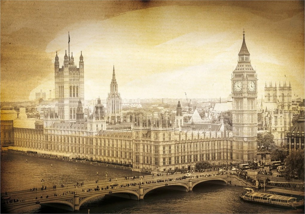 Flizelin fotótapéta London Parlament Temze Big Ben 208x146 +ragasztó