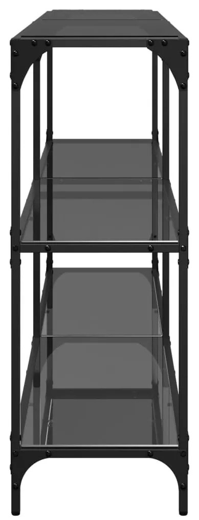 acél tálalóasztal fekete üveglappal 158,5 x 30 x 81 cm