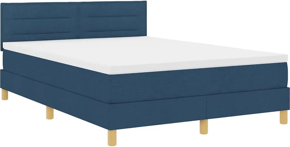 vidaXL LED Box Spring Ágy matracmal leddel Kék 160 x 200 cm szövet