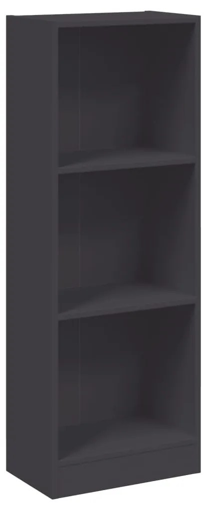 3 szintes szürke szerelt fa könyvszekrény 40 x 24 x 109 cm