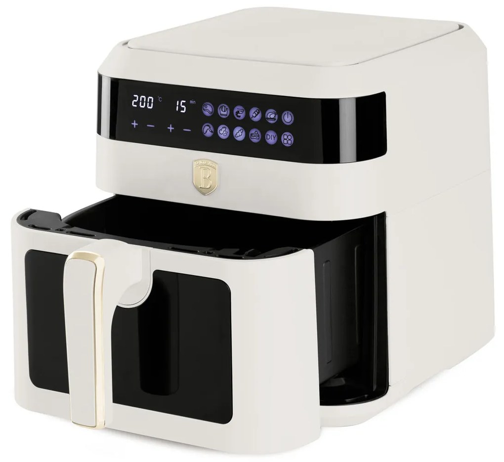 Berlinger Haus XL AirFryer 6,3 L átlátszó ablakkal matt krém