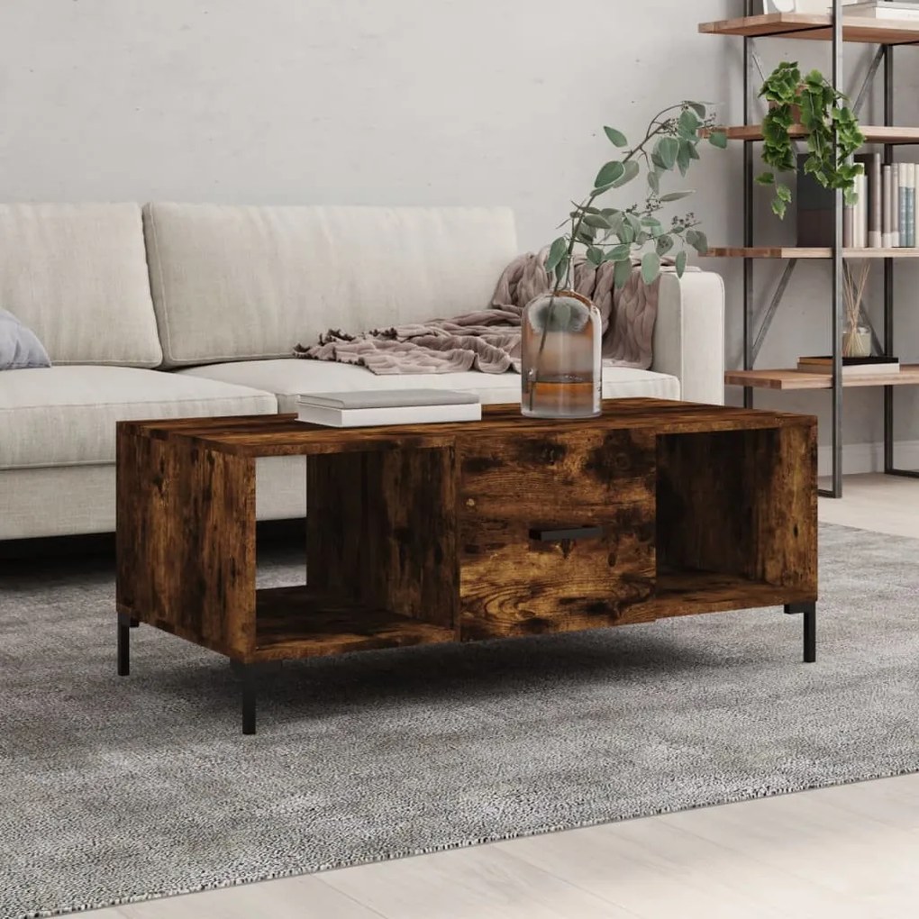 Füstös tölgy színű szerelt fa dohányzóasztal 102 x 50 x 40 cm