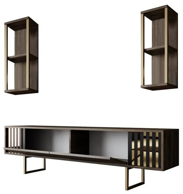 TV szekrény Gold Line - Walnut, Black