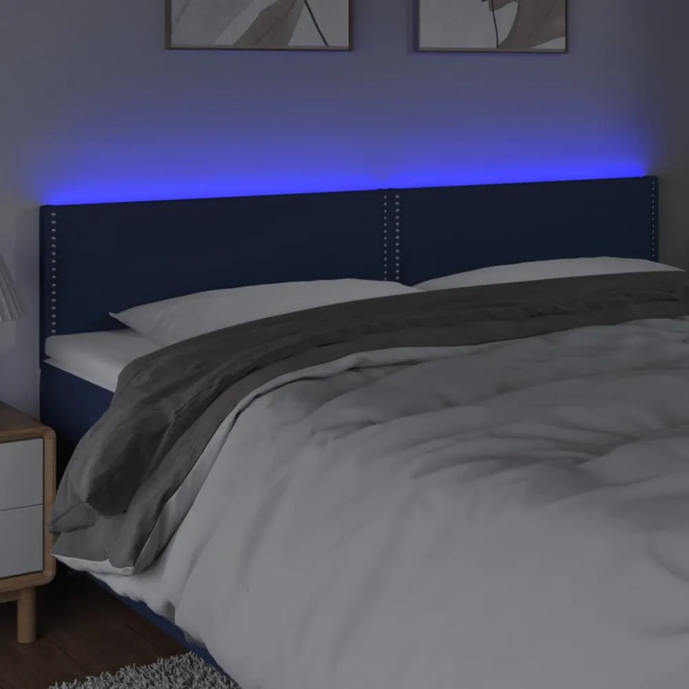 kék szövet LED-es fejtámla 160x5x78/88 cm