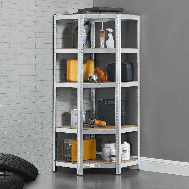 Sarokpolc garázsba 5 polc 180 x 70 x 40–70 cm 875 kg