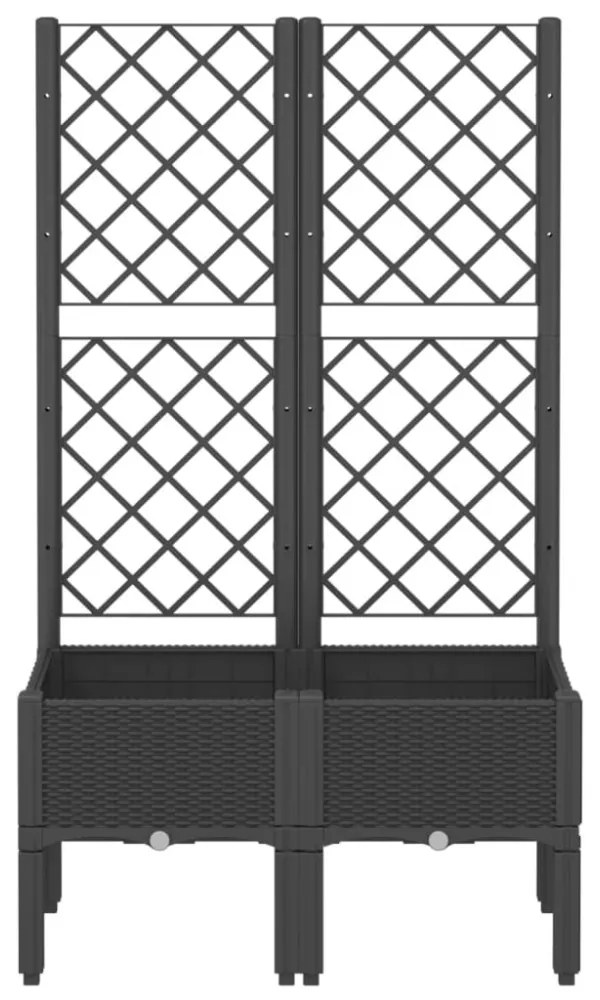fekete polipropilén rácsos kerti ültetőláda 80 x 40 x 142 cm