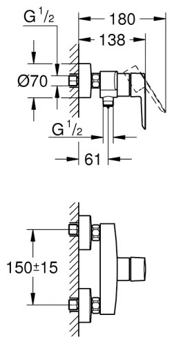 GROHE 24208002 - START falra szerelhető zuhanycsaptelep DN 15, fényes króm