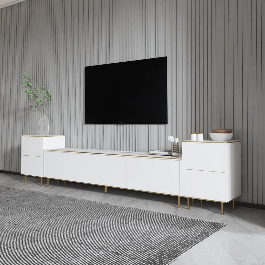 TV szekrény Imaj - Marble, White