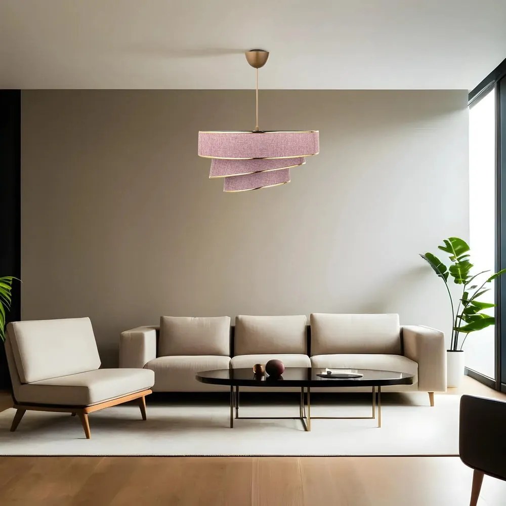 Rózsaszín-aranyszínű függőlámpa textil búrával ø 40 cm Couper – Opviq lights
