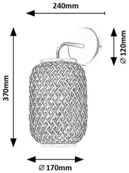 Rabalux 71091 - ADALLA fali lámpa 1xE27/40W/230V rattanból