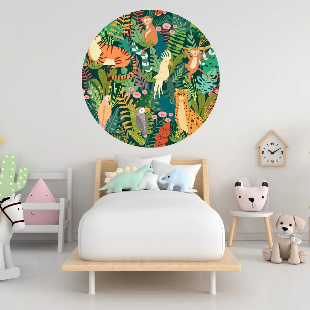 PIPPER. Kör alakú falmatrica "Állatok a dzsungelből" Méret: 60cm