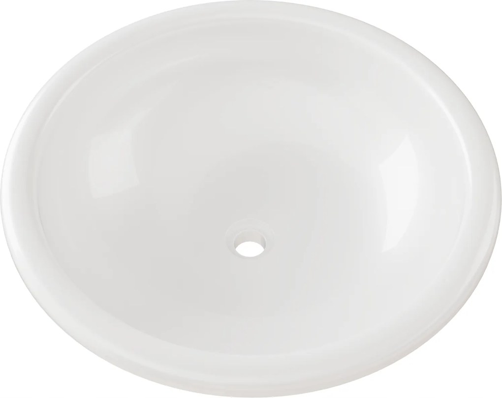 Mosdókagyló Süllyesztett Pultba Kerek Kicsi 40 Fehér Fényes Fürdőszoba